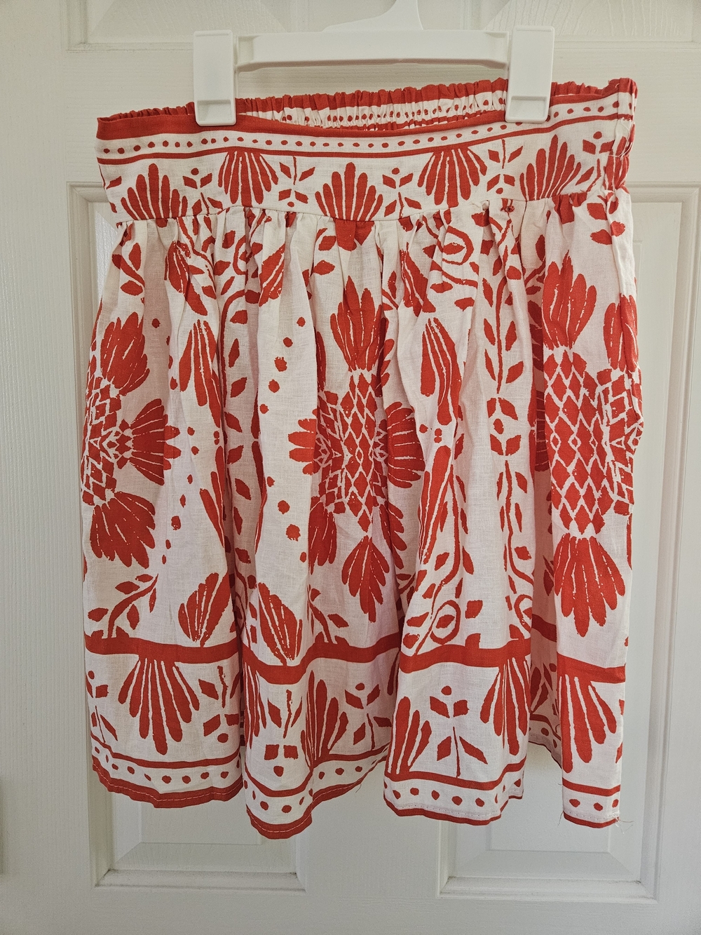 Haute Hippie White Skirt with Red Floral Print